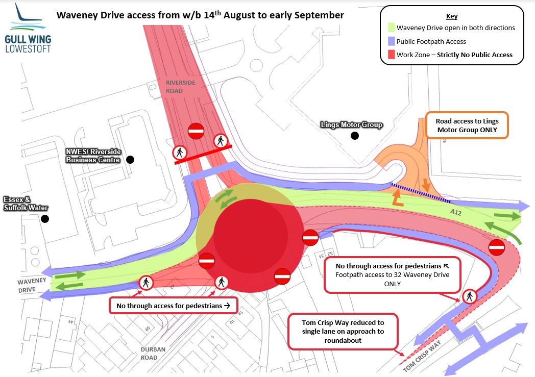 Update on Gull Wing construction works affecting Waveney Drive, Lowestoft